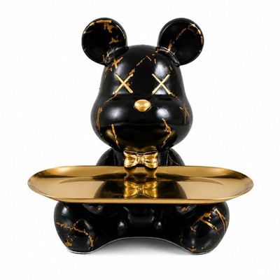 Bear Butler Tray Statue Resin Nordic Key Holder Candy Organizer Home Decor