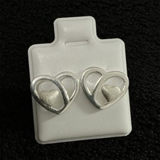 Aretes de coraz n tono plata925 estilo stud