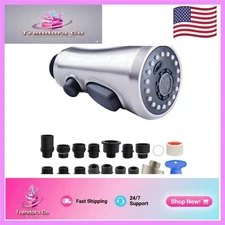 3-Function Pull Down Spray Nozzle for Kitchen Faucets - Easy Install, Brushed