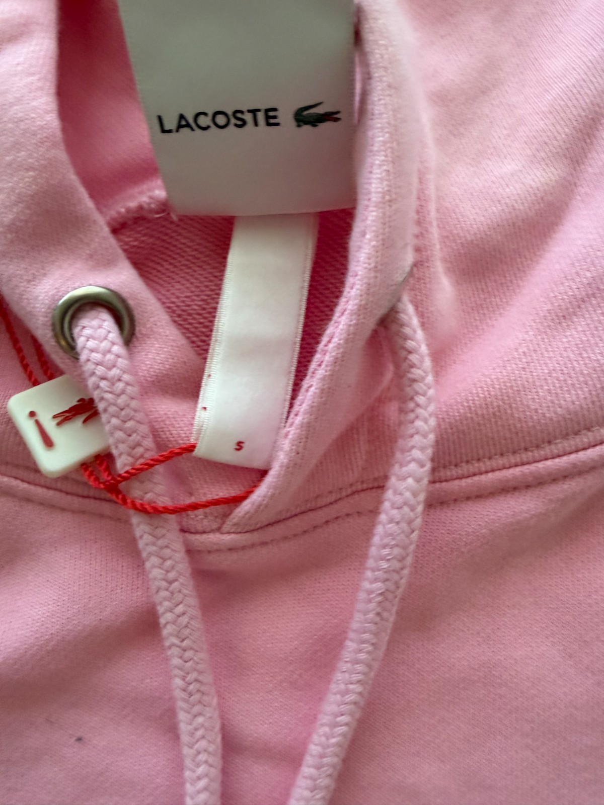 Size S SMALL - Supreme x Lacoste Hooded Sweatshirt Pink SS18 BNWT image 5