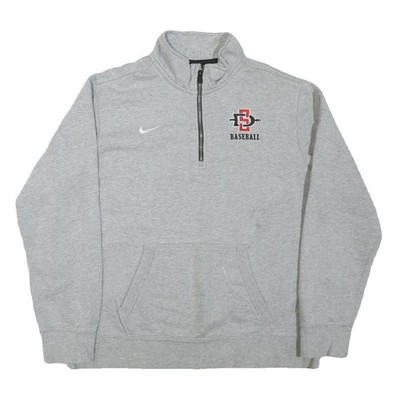 NIKE Herren grau San Diego State Baseball 1/4 Zip Sweatshirt L Baumwollmischung Freizeit