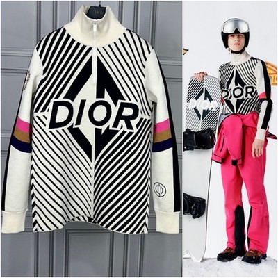 Wunderschöner Dior Homme AW23 dicker technischer Wolle Ski CD Diamant High Neck Pullover