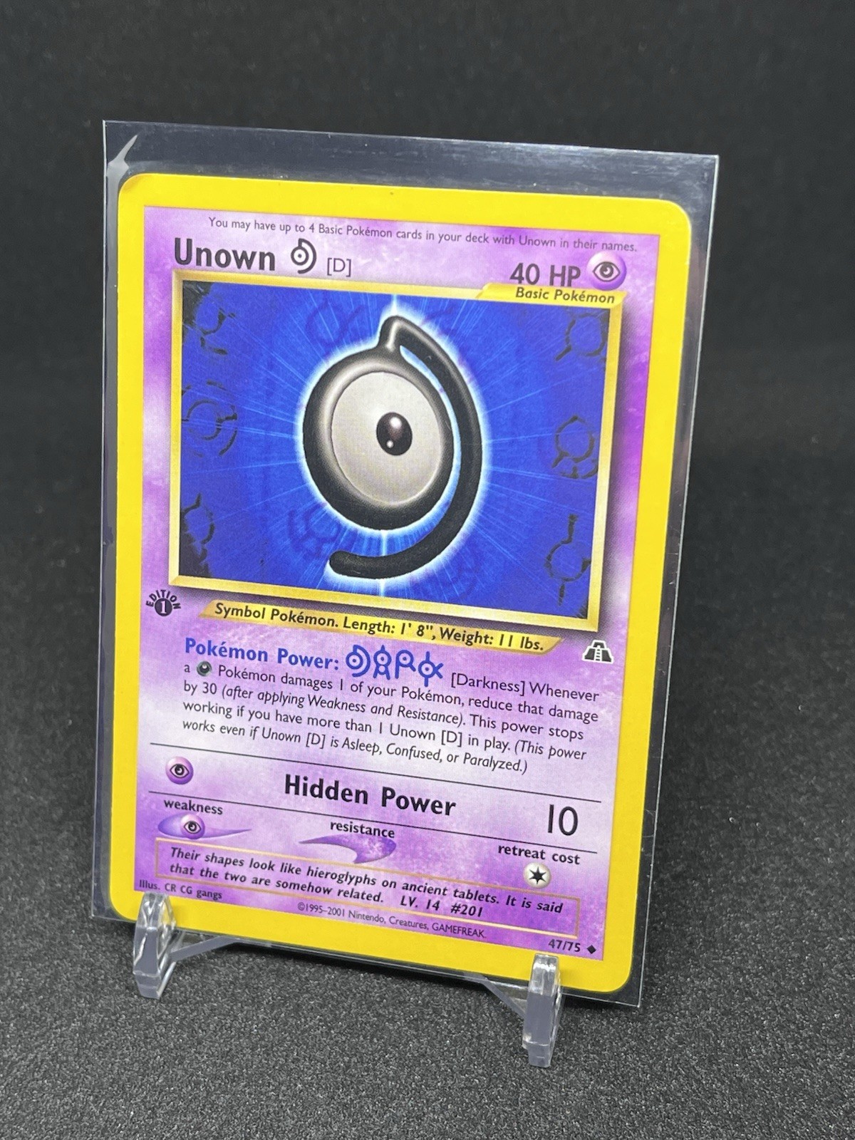 Pokemon TCG Unown (D) First Edition Neo Discovery 47/75 Non Holo Uncommon LP