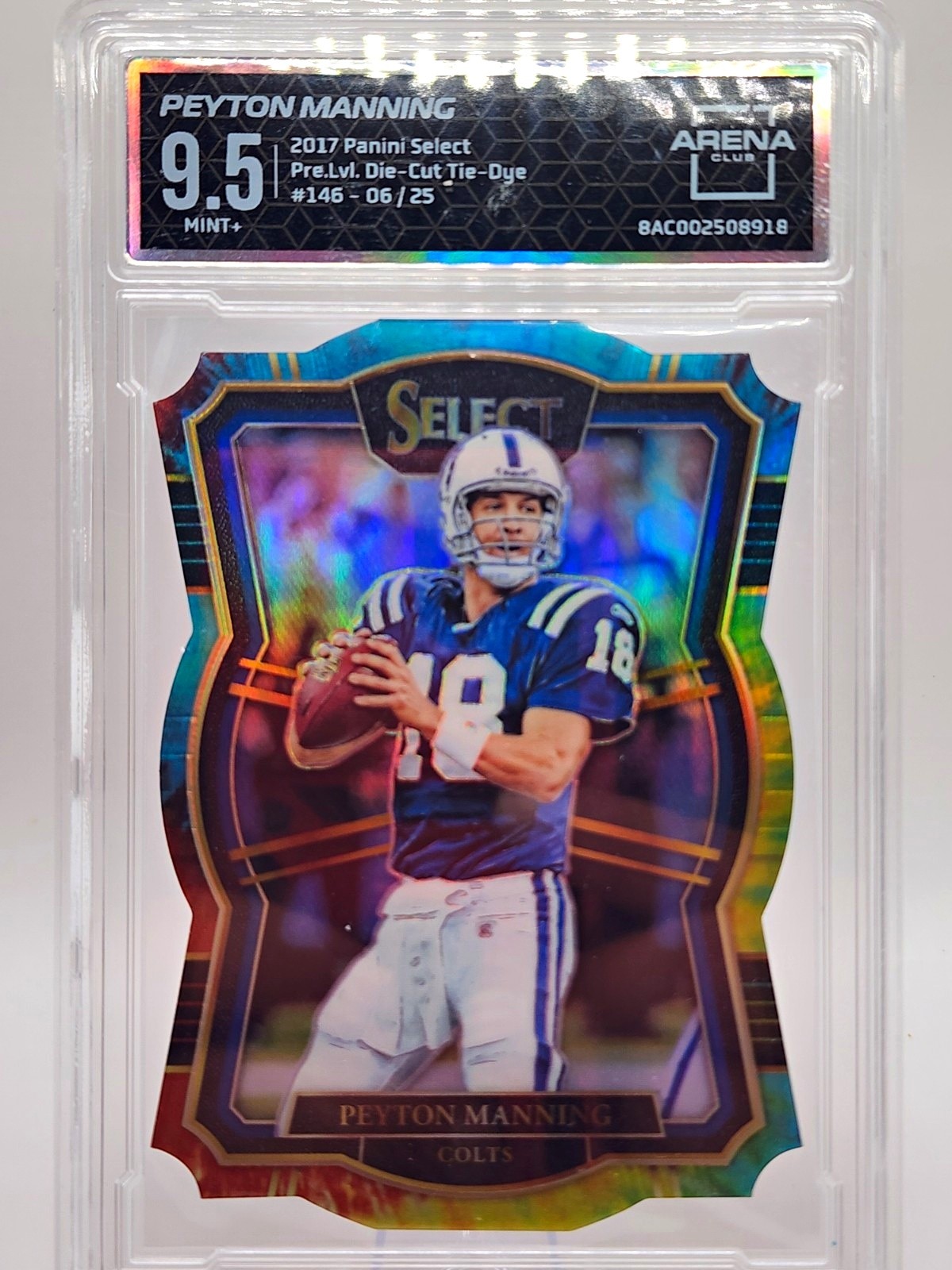 Panini 2017 Select Peyton Manning Colts Tie-Dye Prizm Die-Cut #146 /25