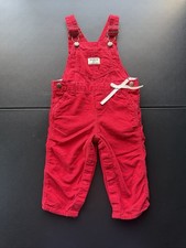 OshKosh B gosh Baby Red Corduroy Overalls 18M Bib Holiday Vintage Style