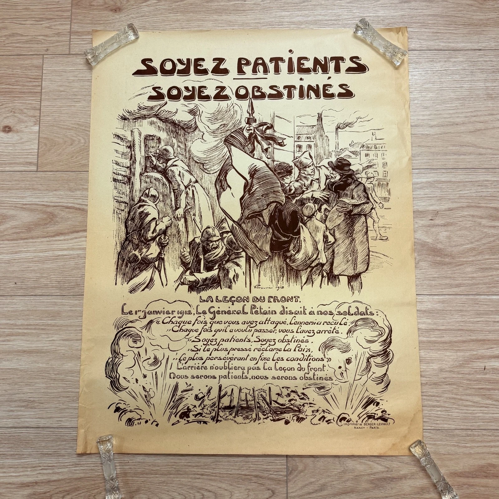 Affiche Victor Prouvé Soyez patients obstinés 1918 WW1
