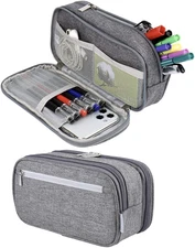 Large Capacity Pencil Case Big Pencil Bag Pouch High Storage 3 Compartments Pen