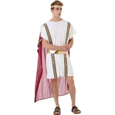 Hauntlook Roman Emperor Costume Men's Size XXL White Robe with Cape Halloween