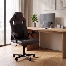 SALE Faux Leather Padded Racing Gaming Chair Adjustable Black