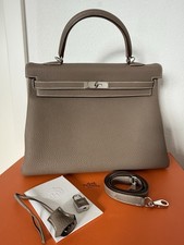 Hermès Kelly Bag Tasche 35 Retourne Togo Etoupe mit Palladium Hardware