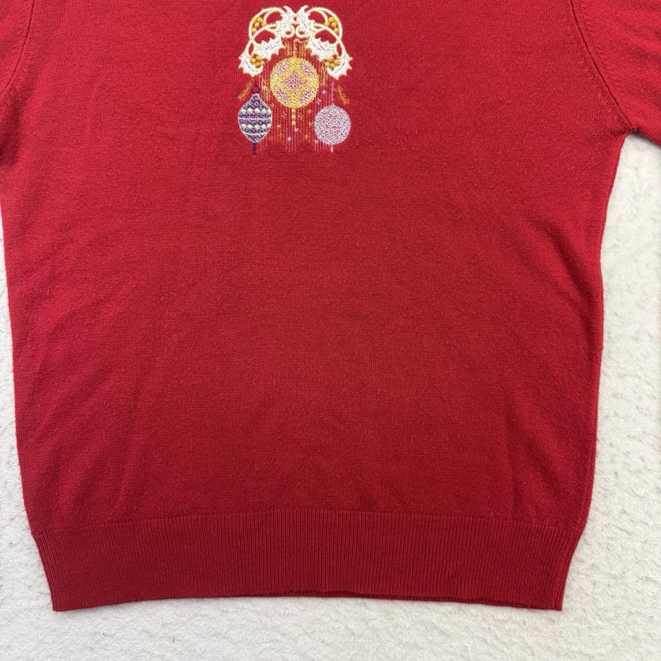 Vintage Christmas Sweater Womens Medium M Red NorthCrest Embroidered Holiday - Image 4 of 4