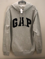 GAP 510981 Men's Sz L Gray Heather Relaxed Gap Logo Hoodie Pullover