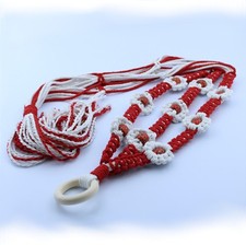 Macram Plant Hanger -wooden bead 9 Flowers Handmade Dual Color