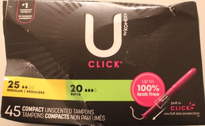 #ad U by Kotex Click Compact Tampons Unscented 45 Count Regular Super Leak Free $14.99