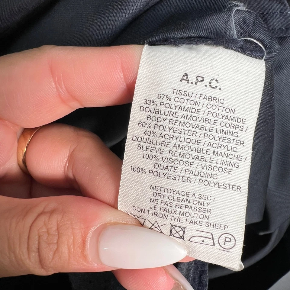 A.P.C. Dark Gray / Blue Hooded Parka Coat With Removable Lining Medium Jacket - Image 4 of 4