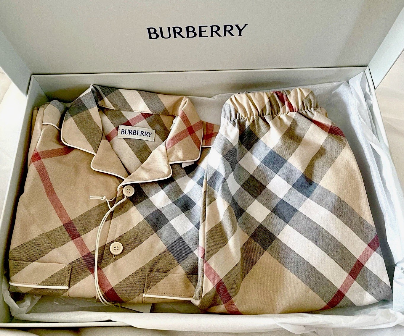Burberry Gift Boxed Set Carey Check Shirt/pant Set Sz 6m New $390