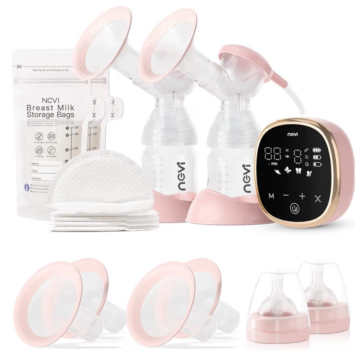 NCVI Electric Breast Pump 8782, Portable Hospital-Grade Double Pump with 4 Modes