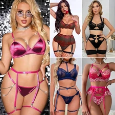 Sexy Lingerie Lace Underwear with Garter Belt Babydoll Nightwear Sleepwear Gift