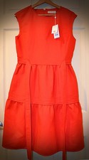 TORY BURCH Red Sleeveless Dress Belted Waist A Line Knee Length Work Casual