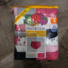 Fruit of the Loom Girls' Cotton Briefs Underwear 14 Pack Size 8 Stays in Place
