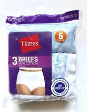 Hanes Women's 100 Cotton Tagless Free Briefs 3 Pair Multicolor Size 6