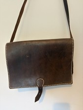 Moroccan dark brown leather messenger bag/satchel/shoulder bag