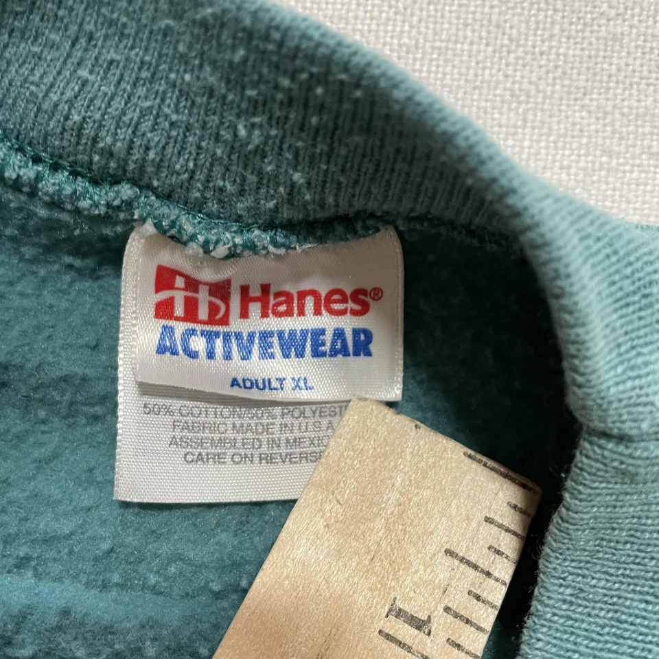 Vintage Monterey Bay Aquarium Sweatshirt Adult XL Teal Crewneck Puff Embossed - Image 3 of 4