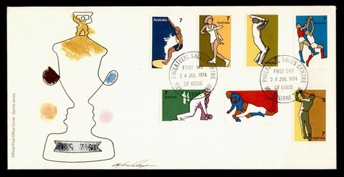 DR WHO 1974 AUSTRALIA FDC SPORTS COMBO M72974