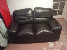 Leather Sofa 2-Seater Brown/Grey