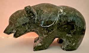 Bear Stone Carving, See Pics; Blackish Stone Agate? Natural Markings No Damage