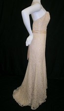 Morilee Madeline Gardner Wedding Dress 12 Champagne Lace Sash Sweep Train NWT
