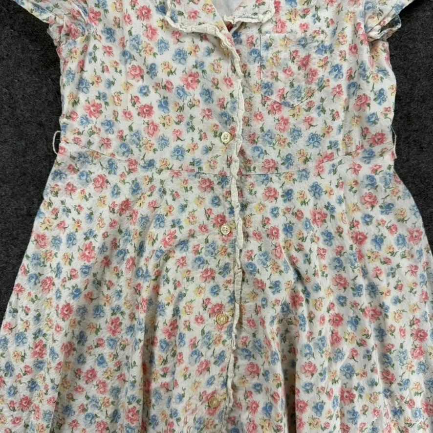 Vestido Ralph Lauren Niñas Talla 5 Estampado Floral Manga Corta Botón Frontal Algodón Foto 2 de 4