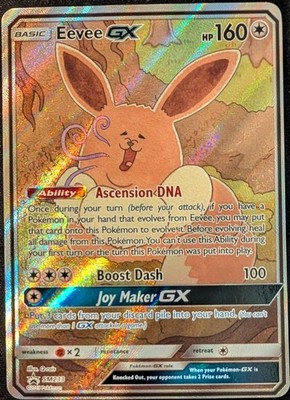 Eevee-GX (SM233) - Famous ''Derpy'' Q-rais Art - Black Star Promo Holo Rare