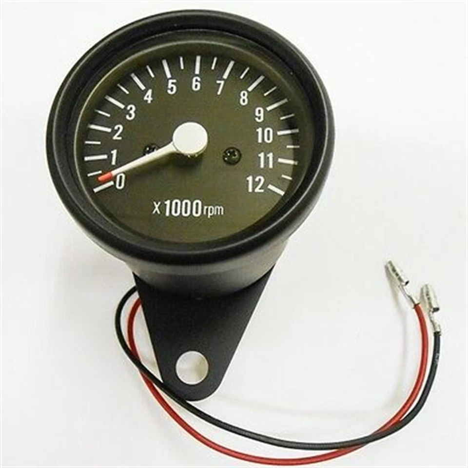 Tachometer - 0-12,000 RPM - 1=1:7 Ratio - Cafe Racer Custom Black  2fm-15-0019 - Image 3 of 4