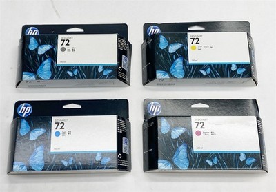 HP 72 DesignJet Ink Cart 130ml Cyan Magenta Yellow Grey Genuine New Sealed Exp