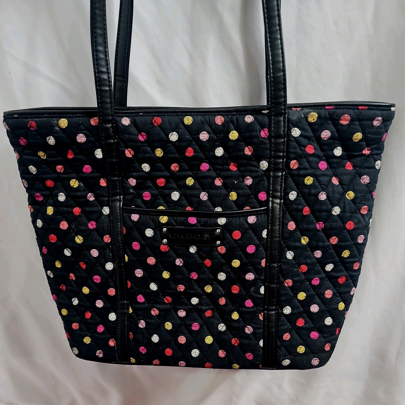 VERA BRADLEY Shoulder Bag Tote Purse Black Polka Dots Multicolor