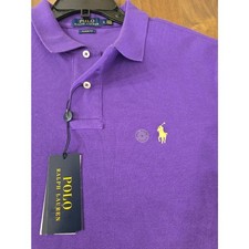 Polo Ralph Lauren purple cotton mesh polo shirt with yellow embroidered pony LG