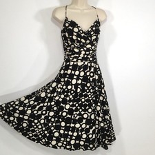 NWT Anne Klein New York Polka Dot Midi Dress Sz 12 (M) Ruched Waist Ivory/ Black