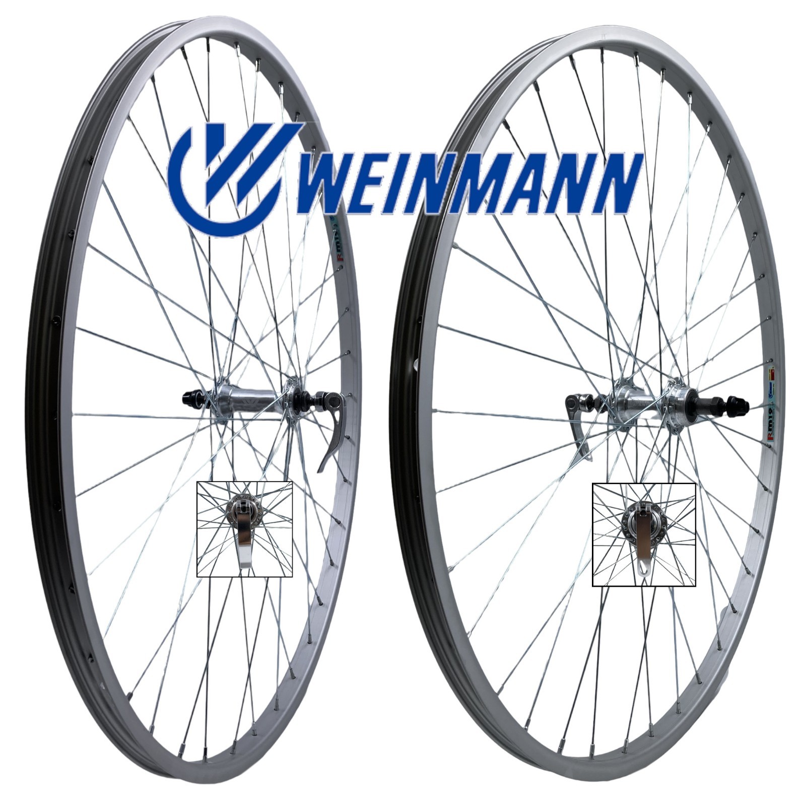 27-inch Weinmann RM19 Silver QR Front & Rear Freewheel type 27" Wheelset
