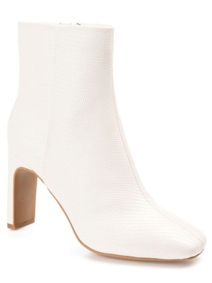 JOURNEE COLLECTION Womens White Lizard Texture Sarla Toe Block Heel Booties 11