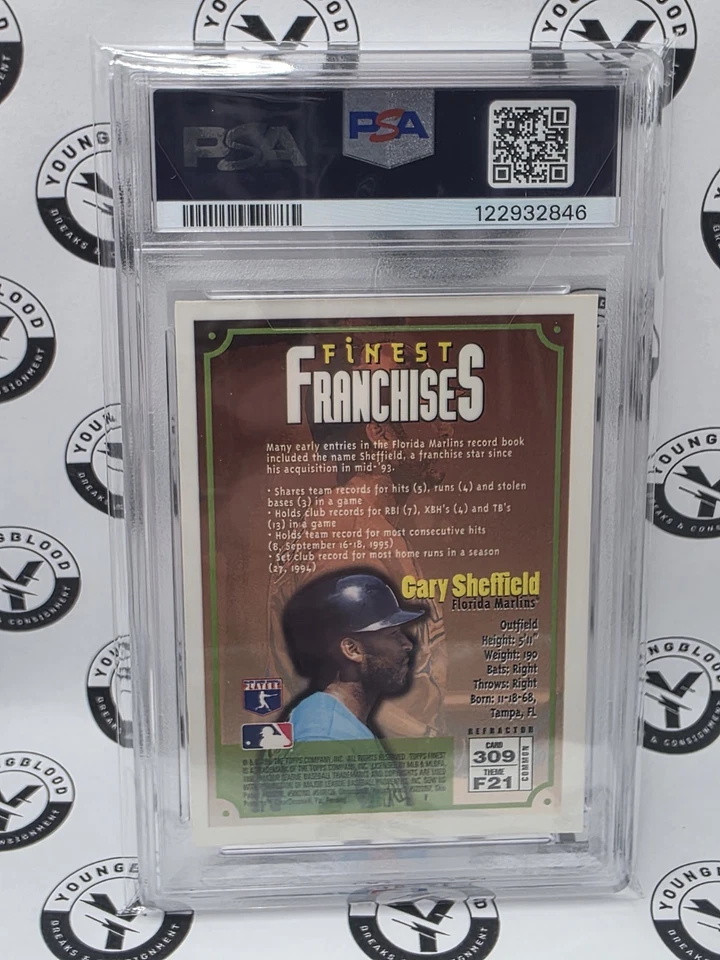 1996 Topps Finest Refractor Gary Sheffield #309 REFRACTOR - Image 2 of 2