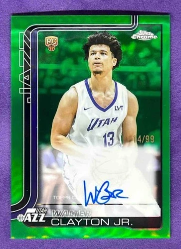 2025-26 Topps Chrome Walter Clayton Jr. Rookie Auto Green Refractor 4/99 RC Jazz