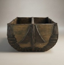 Antique Chinese Rice Basket/Caddy With Engraved Iron Fittings 12X12X9