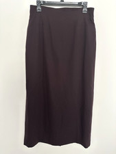 VTG NWT Escada Margaretha Ley Skirt Sz 42 Dark Brown Long Straight Virgin Wool
