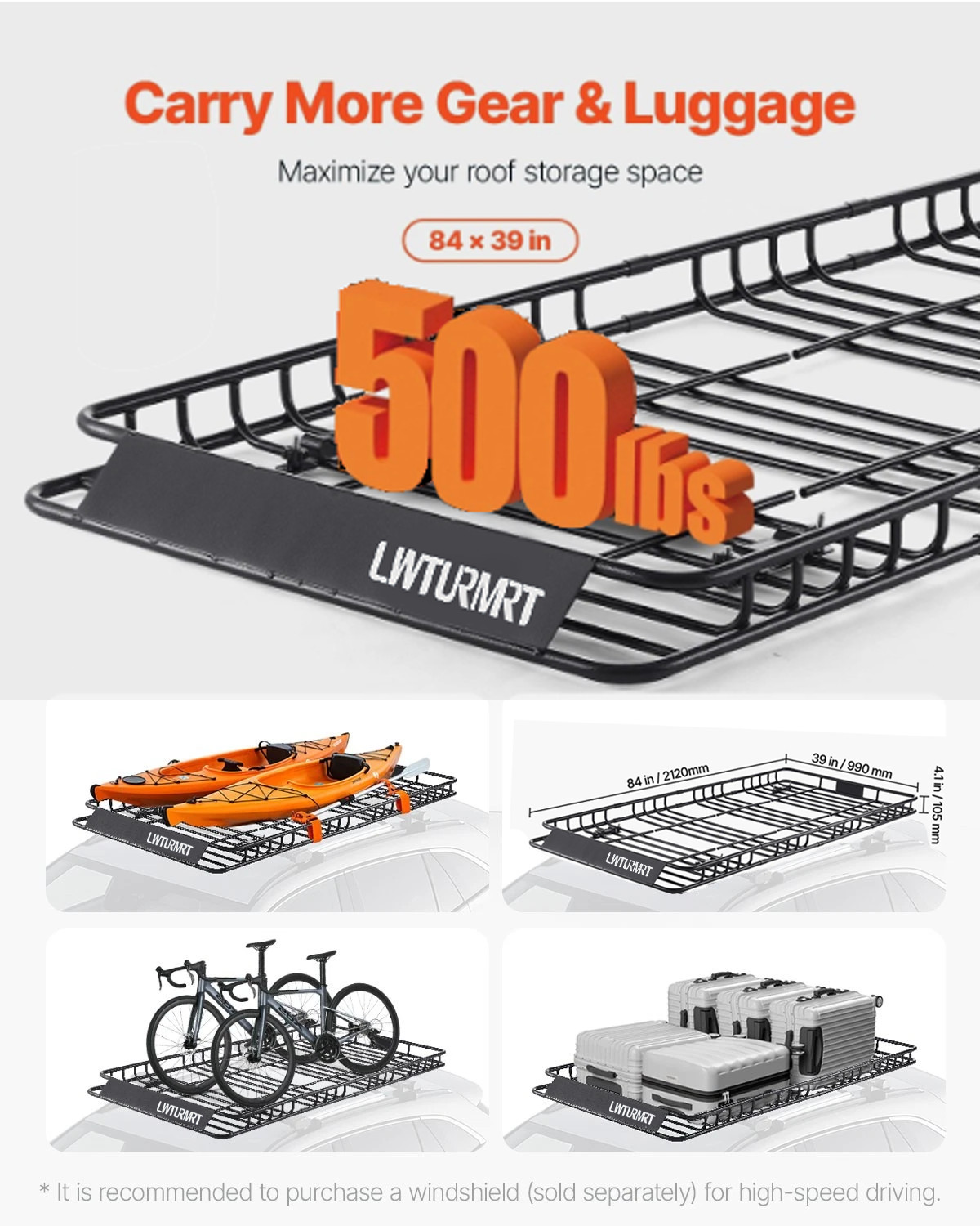 Roof Rack Fits 84" Extendable Steel Luggage Cargo Carrier Top Basket SUV Truck