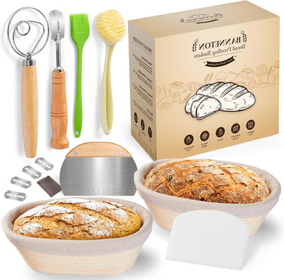 Banneton Bread Sourdough Proofing Basket - Sourdough Starter Kit Set of 2, Sourd