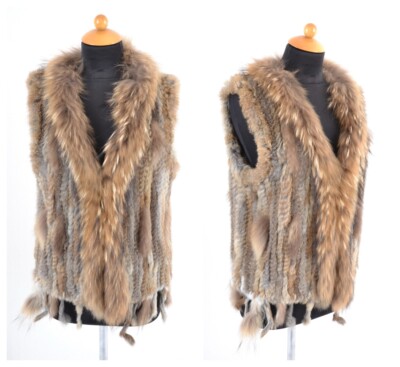 A4873 KANIN PELZWESTE FELL WESTE ECHT PELZ KANIN MURMELTIER MIX FUR VEST 