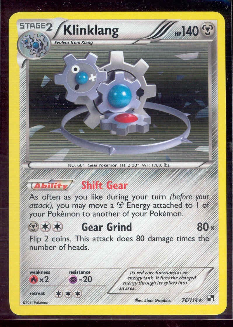 Pokemon KLINKLANG 76/114 Black & White RARE HOLO - NEAR MINT