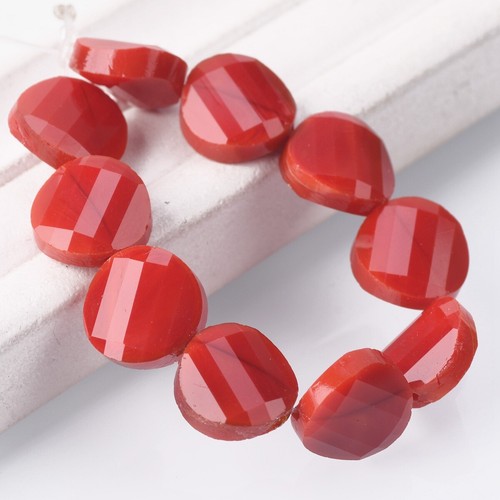 10pcs 14mm Twist Coin Opaque Faceted Glass Loose Beads for Jewelry Making - Picture 8 of 10
