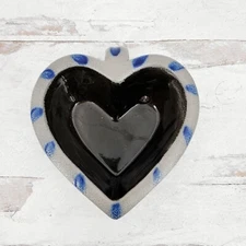 Vintage 2003 Rowe Pottery Works Salt Glaze Heart Baking Dish